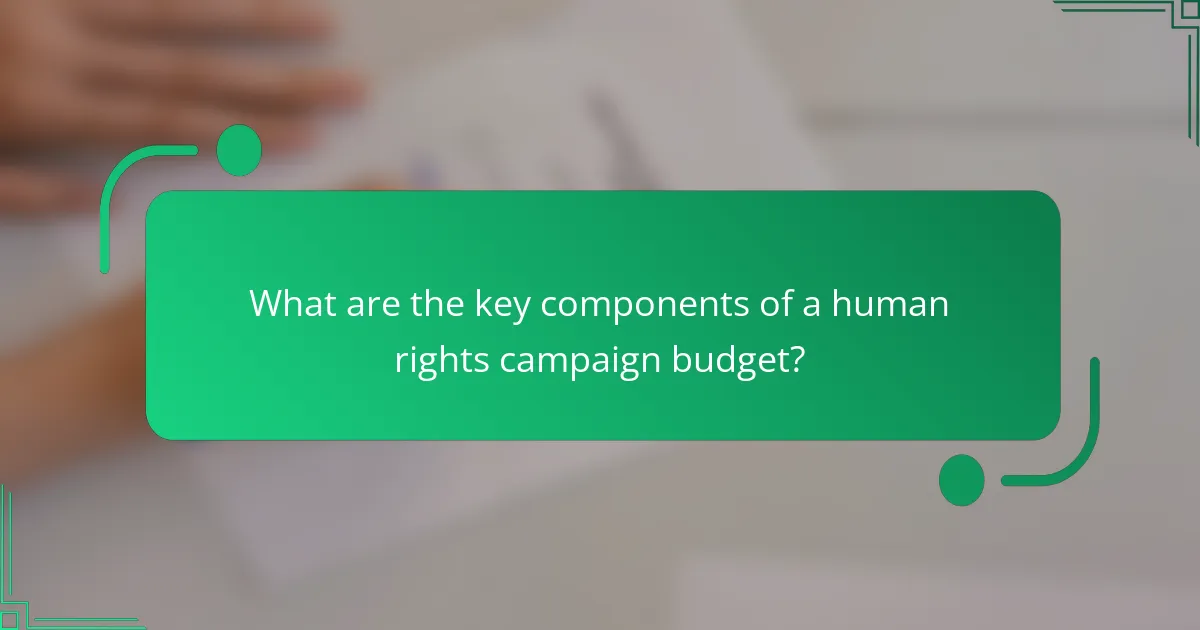 What are the key components of a human rights campaign budget?
