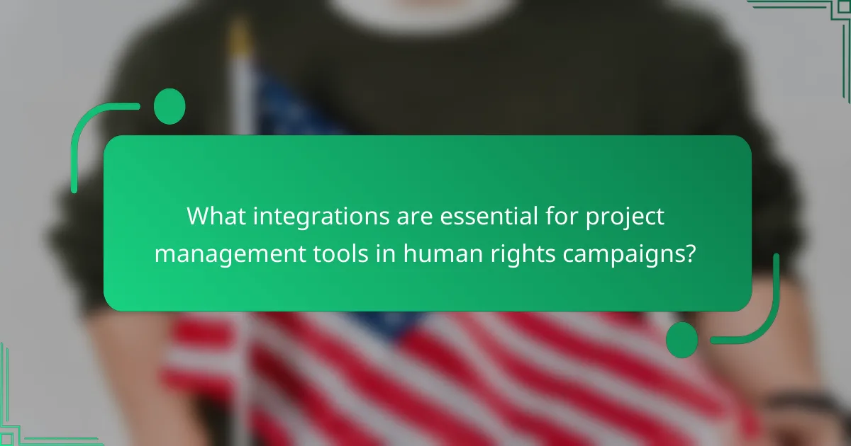 What integrations are essential for project management tools in human rights campaigns?