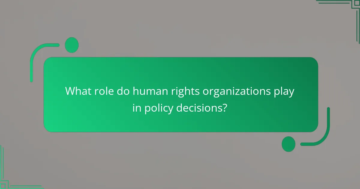 What role do human rights organizations play in policy decisions?